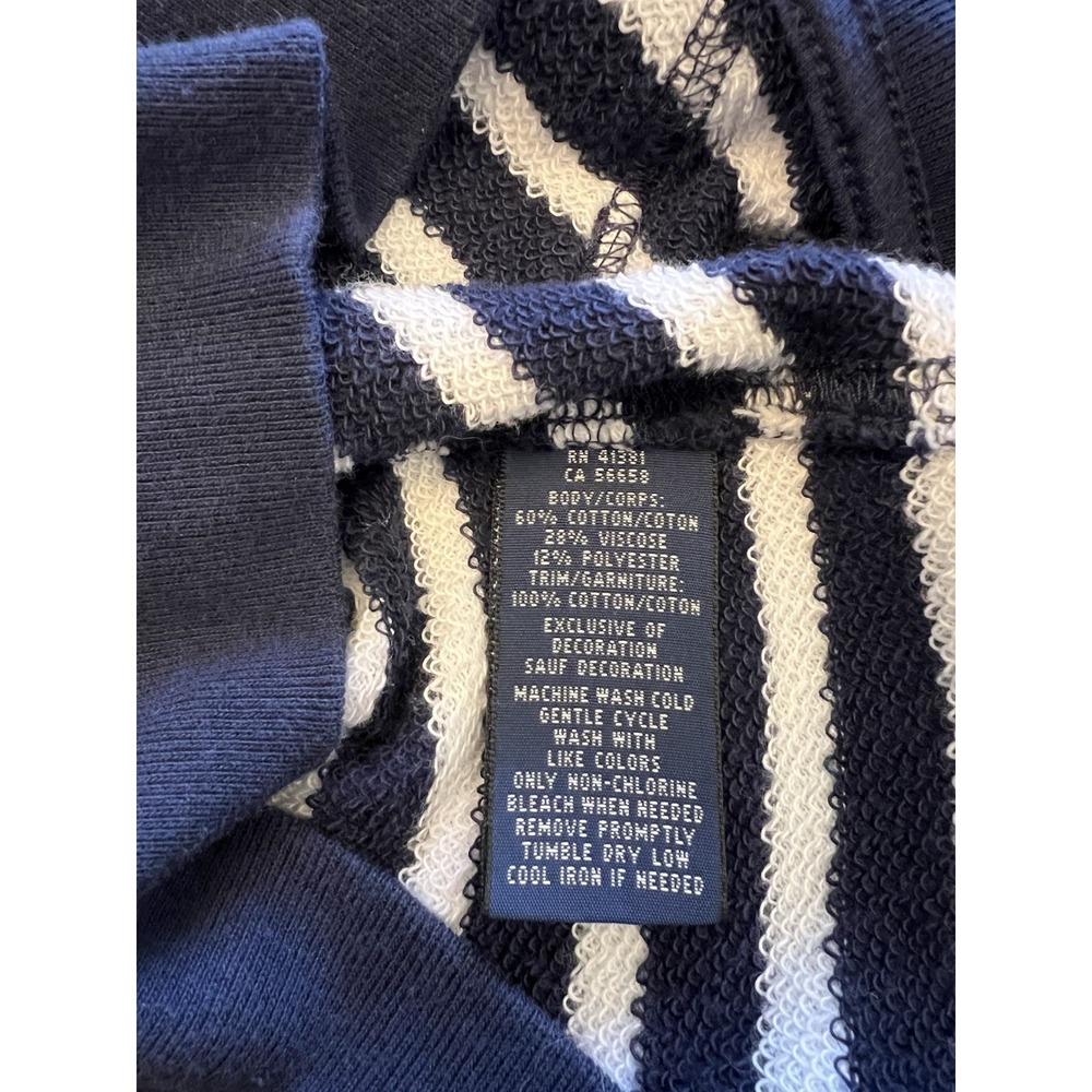 Ralph Lauren Hoodie Cotton Viscose Navy Striped Nautical Preppy Zip Up S/P - Picture 8 of 14